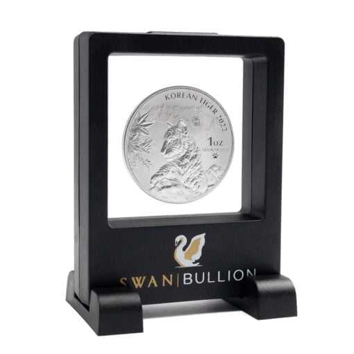 swan bullion 3d floating frame display case with stands