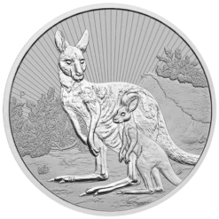 2023 Mother & Baby Kangaroo 2oz .9999 Silver Bullion Piedfort Coin