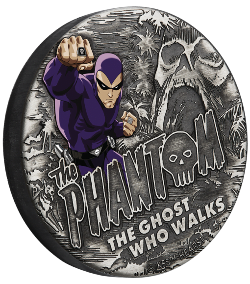 2023 the phantom 2oz silver antiqued coloured coin